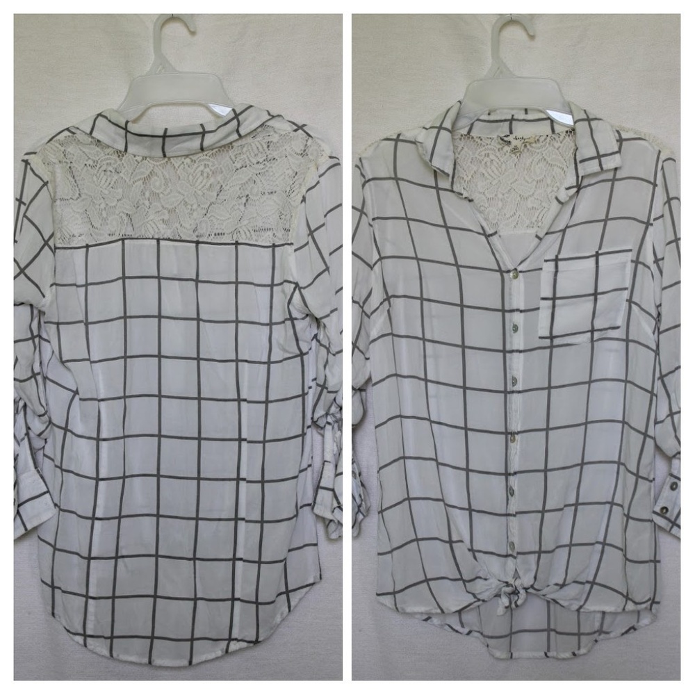 White and Black Checkered Button Down